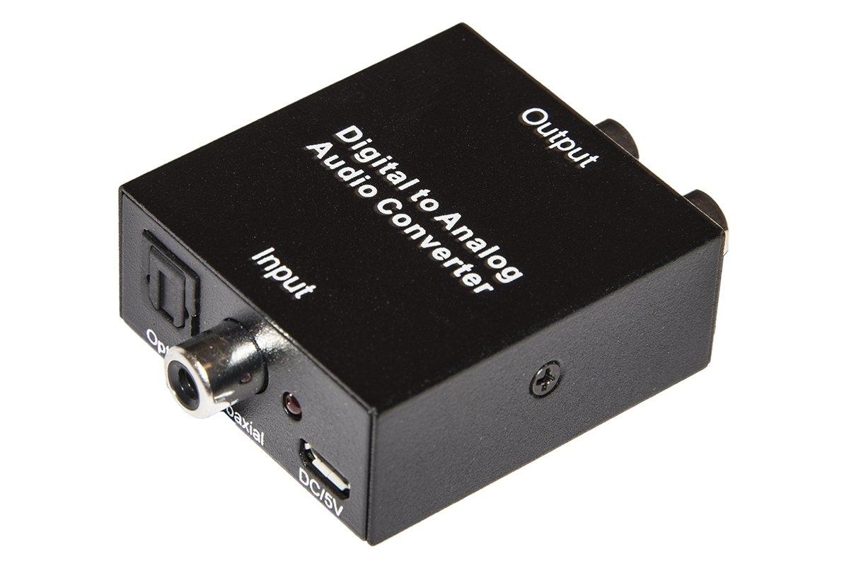 Convertitore da audio digitale toslink + coassiale a analogico rca r/l + connettore audio 3,5mm