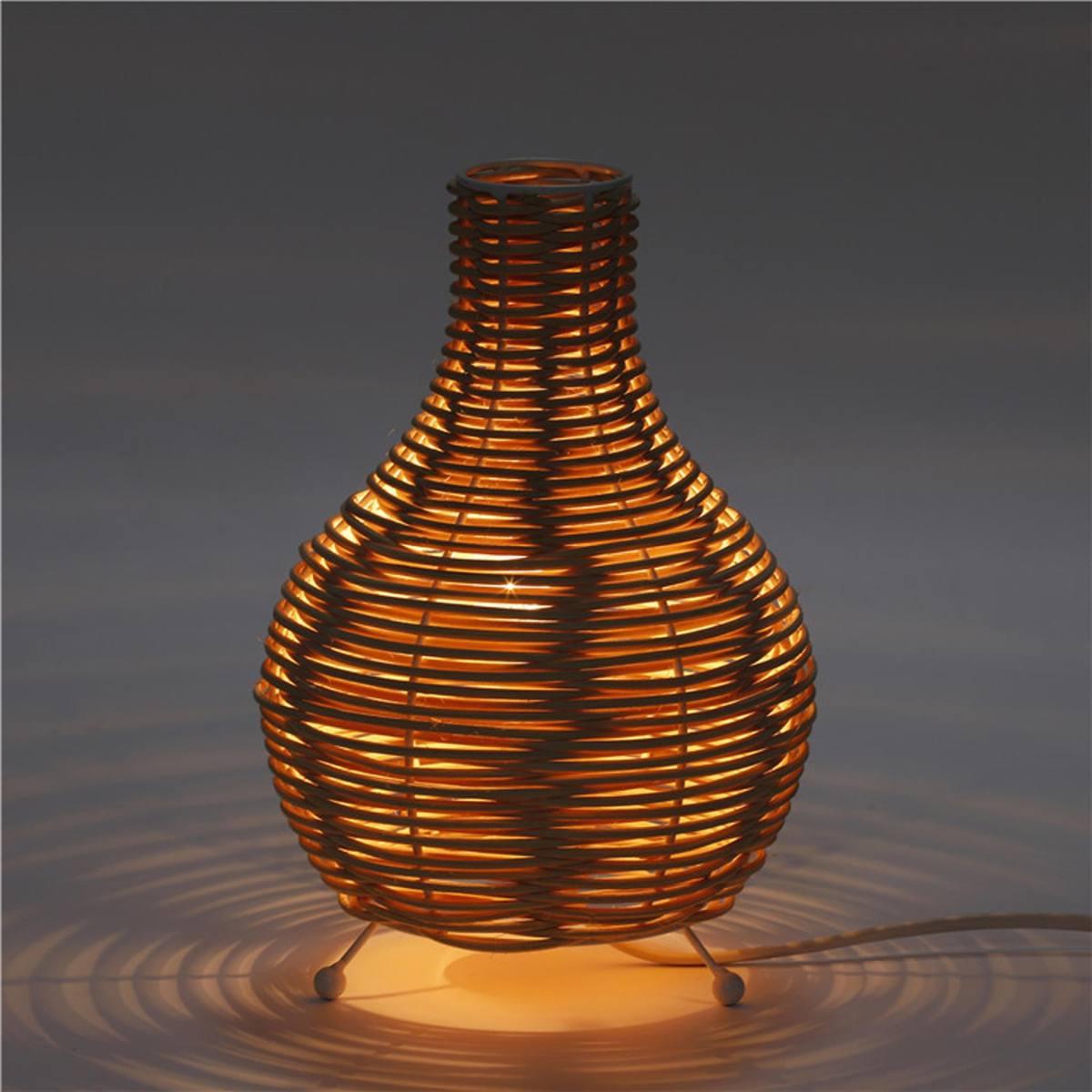 Platinet table rattan lamp light brown s shape male [45755]