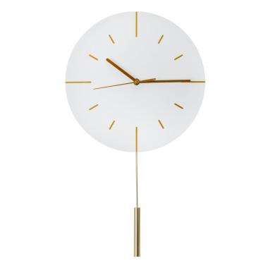 Orologio da muro pzlkw platinet lark white con meccanismo silenzioso e pendolo