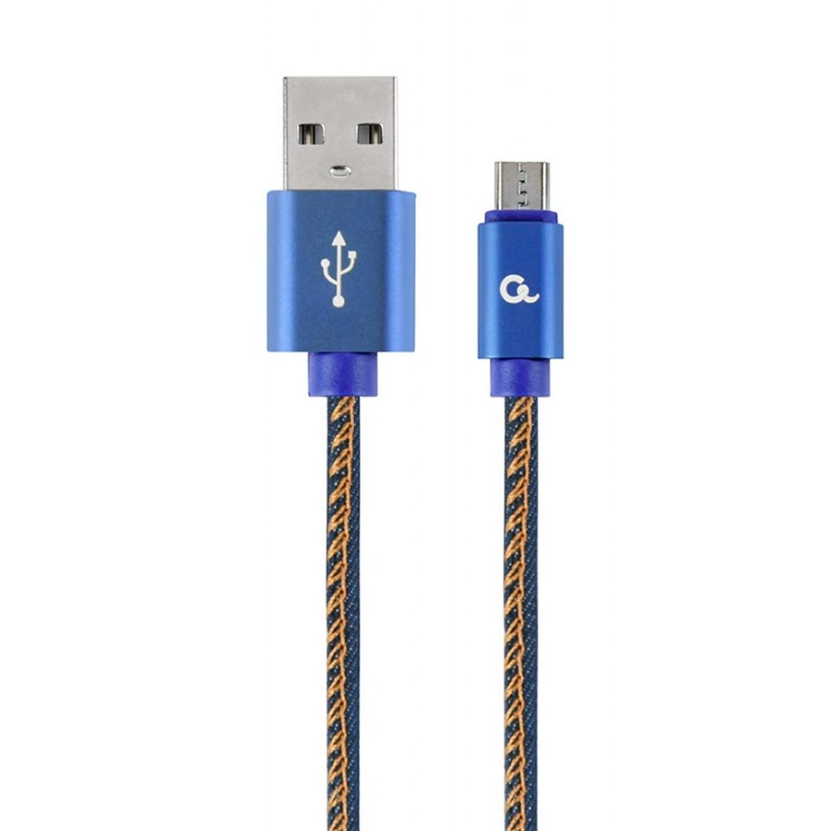 Gembird Premium jeans (denim) Micro-USB cable with metal connectors, 2m, blue<br />