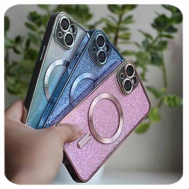 Glitter chrome mag case for iphone 15 pro blu