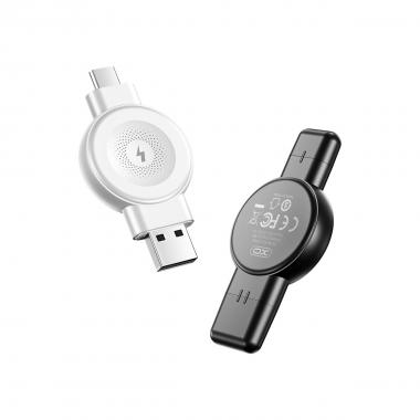 Carica batterie wireless qi per smartwatch 1 usb-c / 1 usb 2,5w white