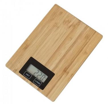Omega kitchen scale bamboo with display [44980]